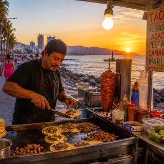 Sunset taco stand on the Mexican Pacific coast