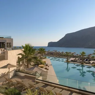 Main pool terrace at Fodele Beach Resort, Crete