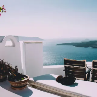 Santorini caldera view from a private balcony