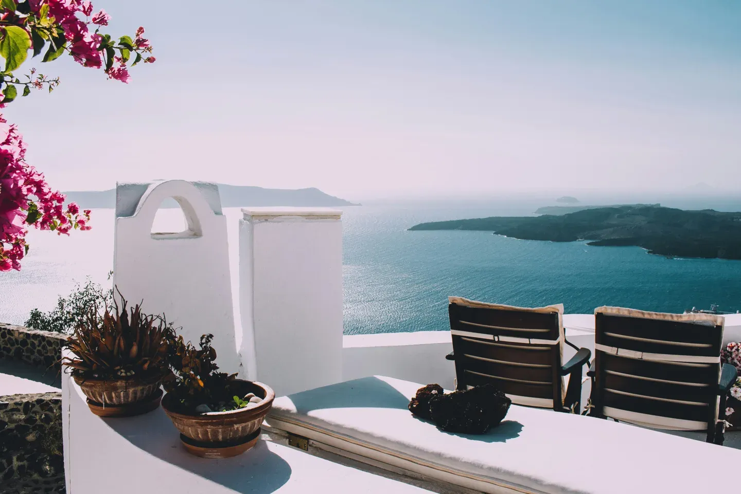 Santorini caldera view from a private balcony