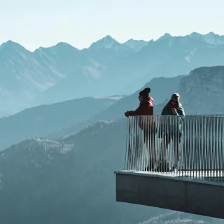 Visitors on a mountain viewing platform