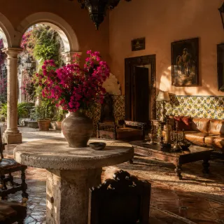 Ornately tiled Moroccan riad interior