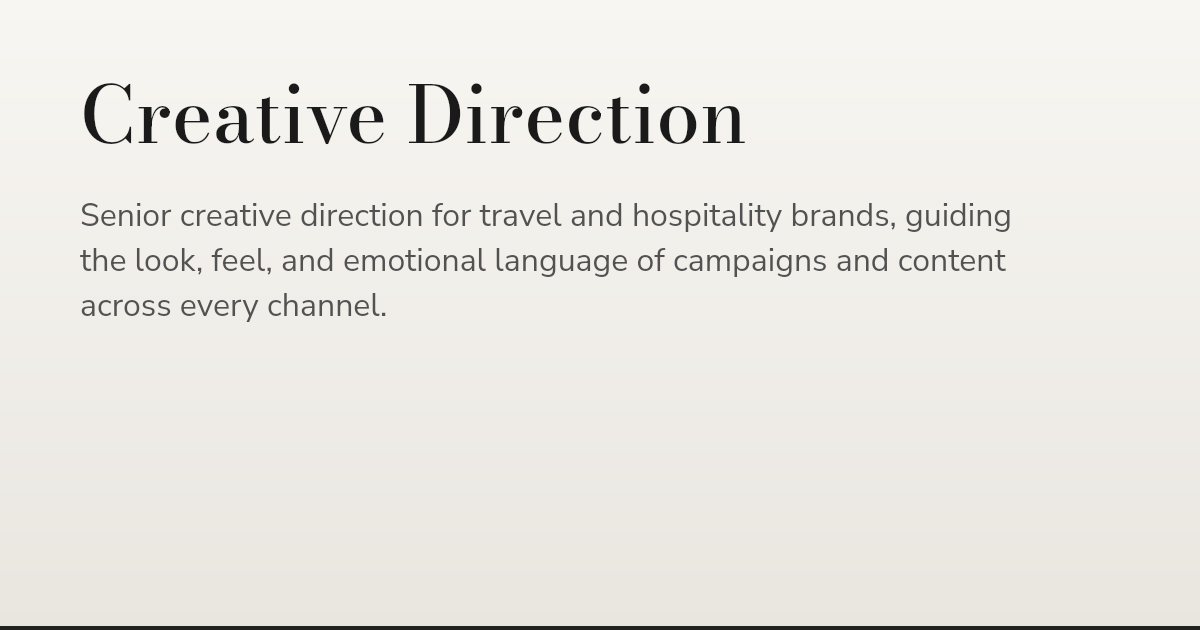 Travel & Hospitality Creative Direction | PRM Tourism